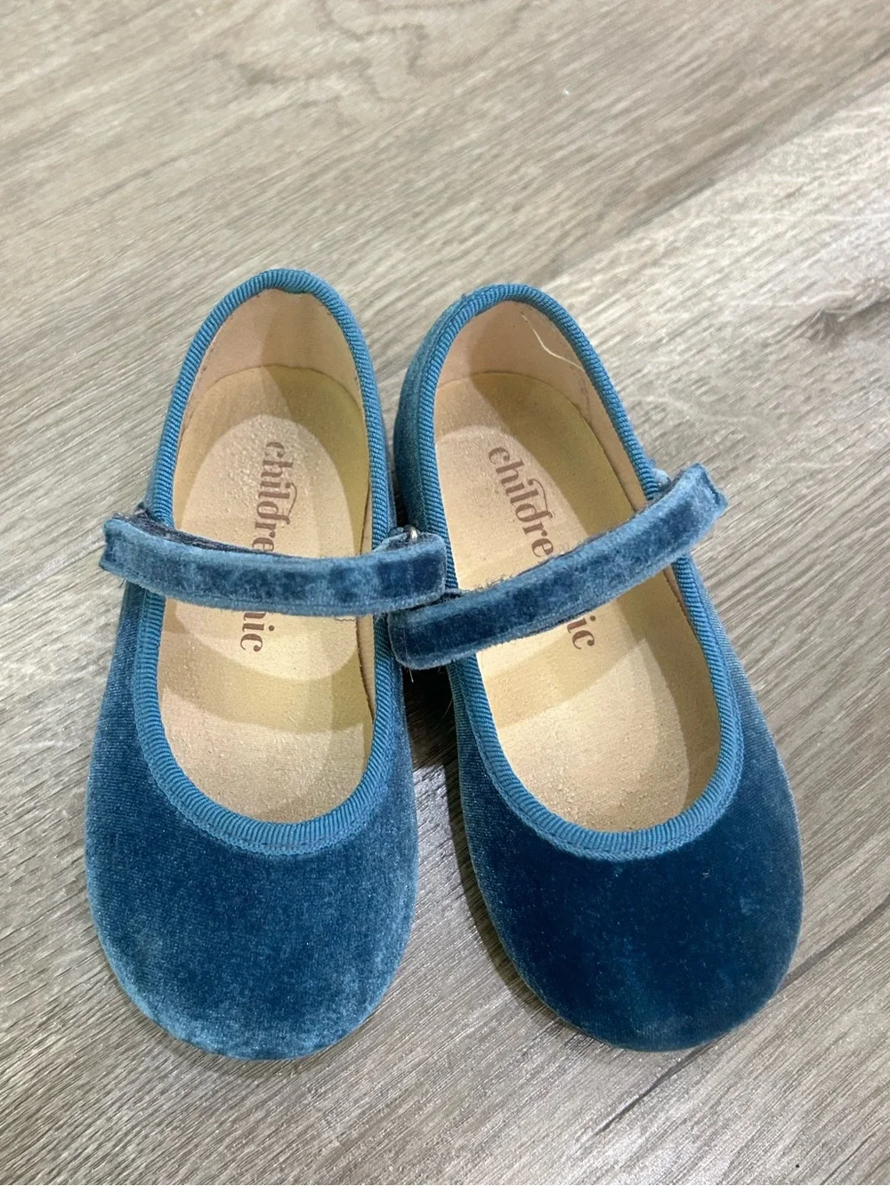 Children Chic Blue Velvet Mary Jane Shoes